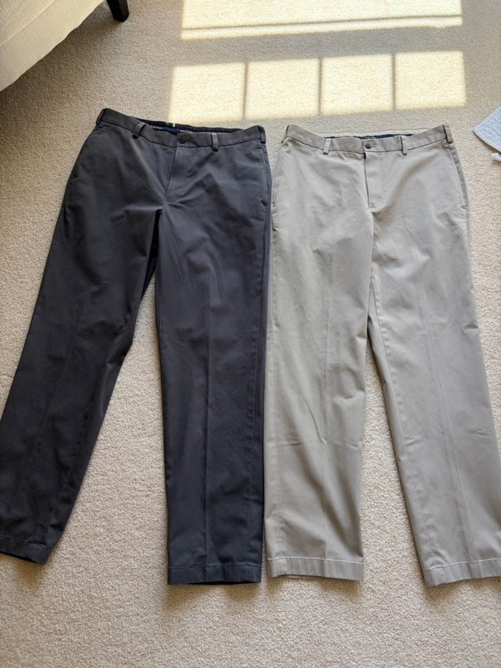 Lot of 2 Brooks Brothers Men's Advantage Chino Clark grey and Khaki 100% cotton